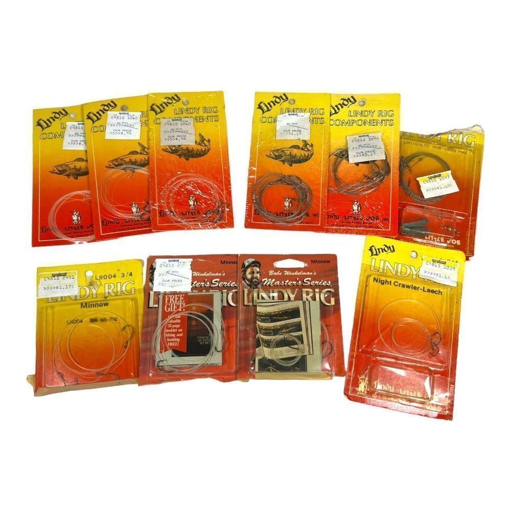 Vintage Lot of 10 Lindy Rig Components, Minnow, & Night Crawler Leech NEW